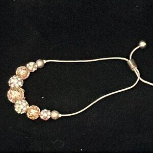 Adjustable Fine Gold Tone Chain with Embellished Beads Bracelet